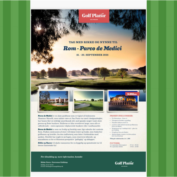 Tag med Grevernes Golfshop til Rom � en hyggelig golfrejse kun for kvinder