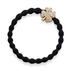 ByEloise Gold Diamante Clover Black