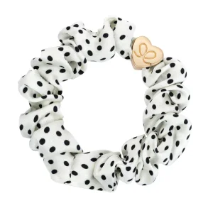 ByEloise Gold Heart Silk Scrunchie Polka Dot