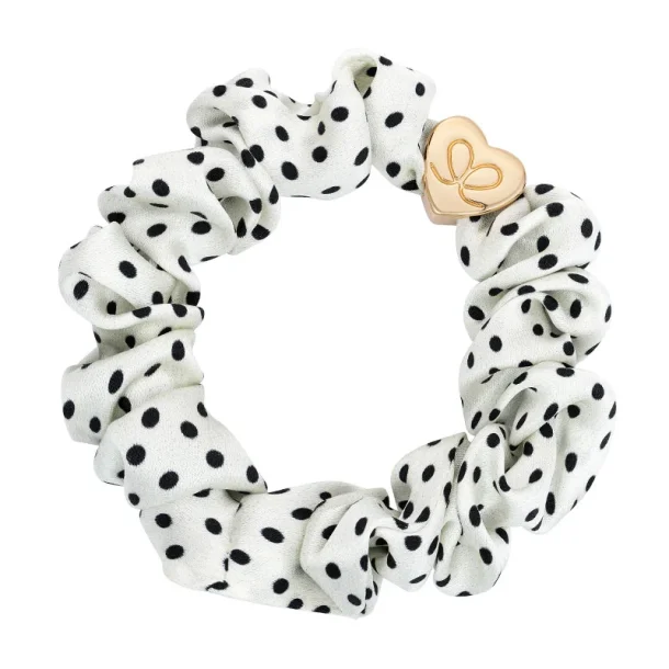 ByEloise Gold Heart Silk Scrunchie Polka Dot